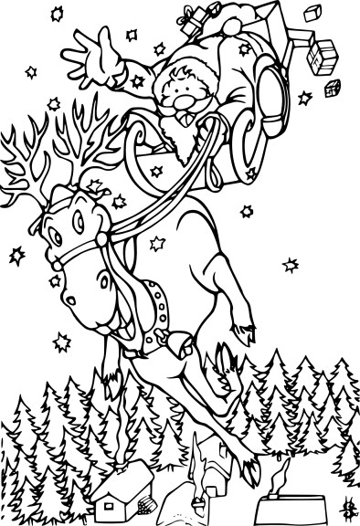 Reindeer And Santa Claus coloring page