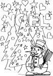 Coloriage sapin et bonhomme de neige