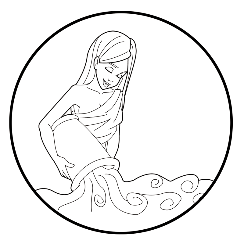 Aquarius Sign coloring page