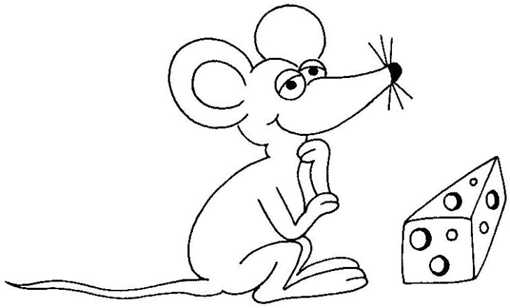 Coloriage souris mange du fromage