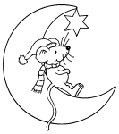 Coloriage souris sur la lune