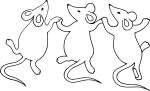 Disegno di Tre topi da colorare