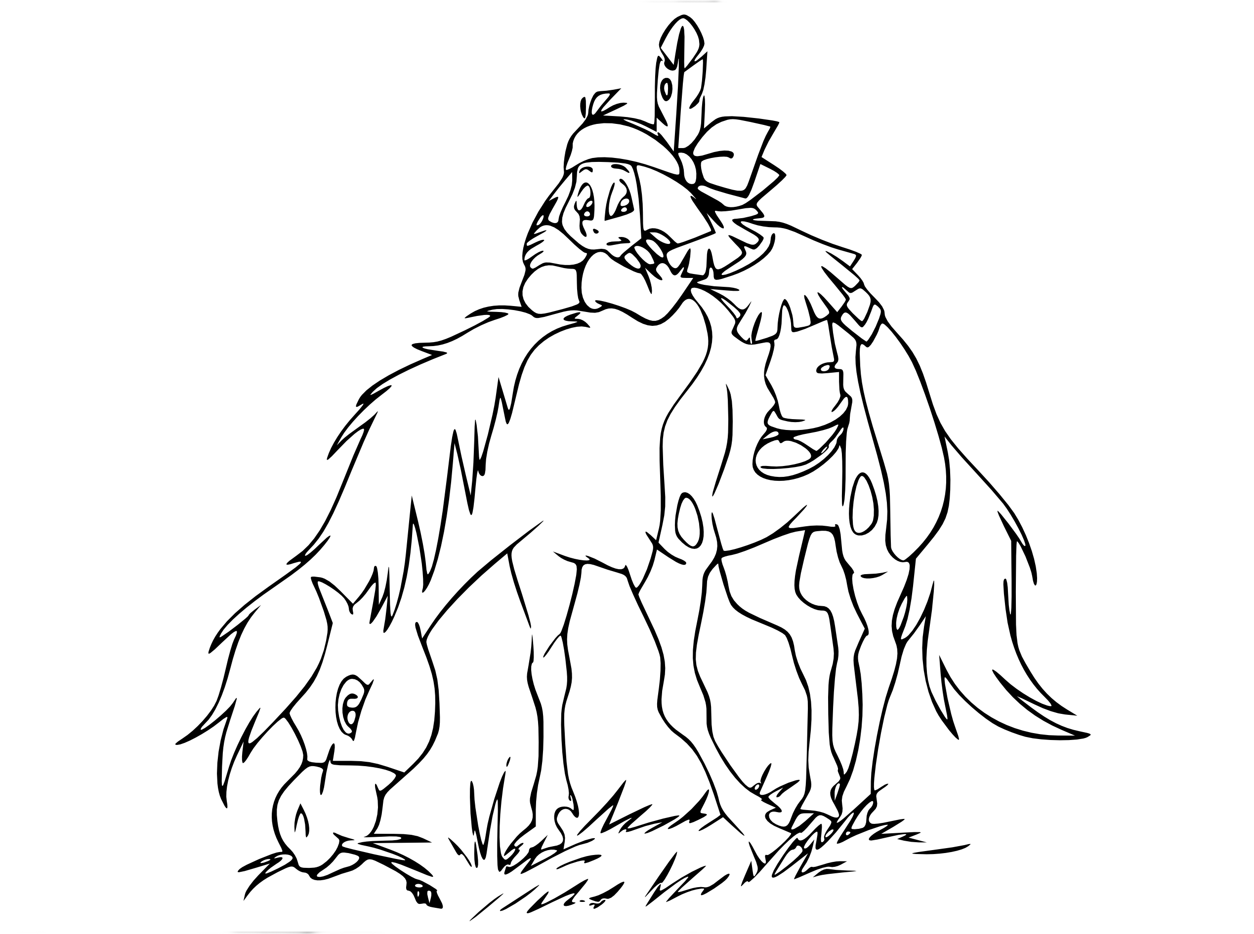 Yakari And Little Thunderbird coloring page