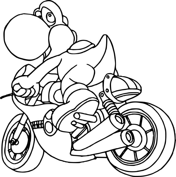 Coloriage Yoshi en moto