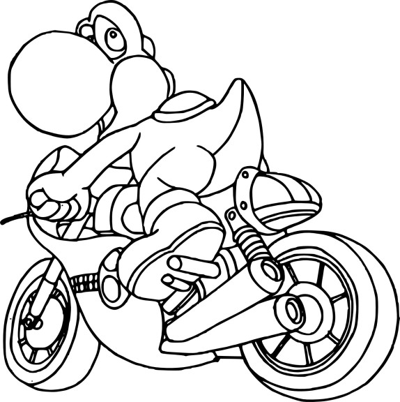 Yoshi On A Motorcycle coloring page