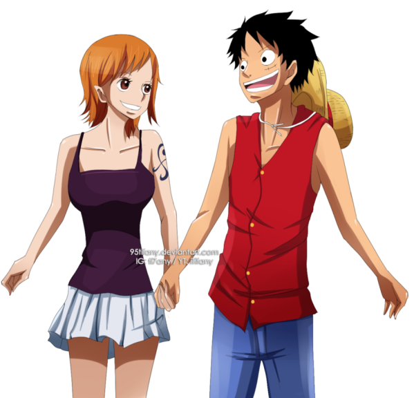 Disegno di Luffy e Nami da colorare