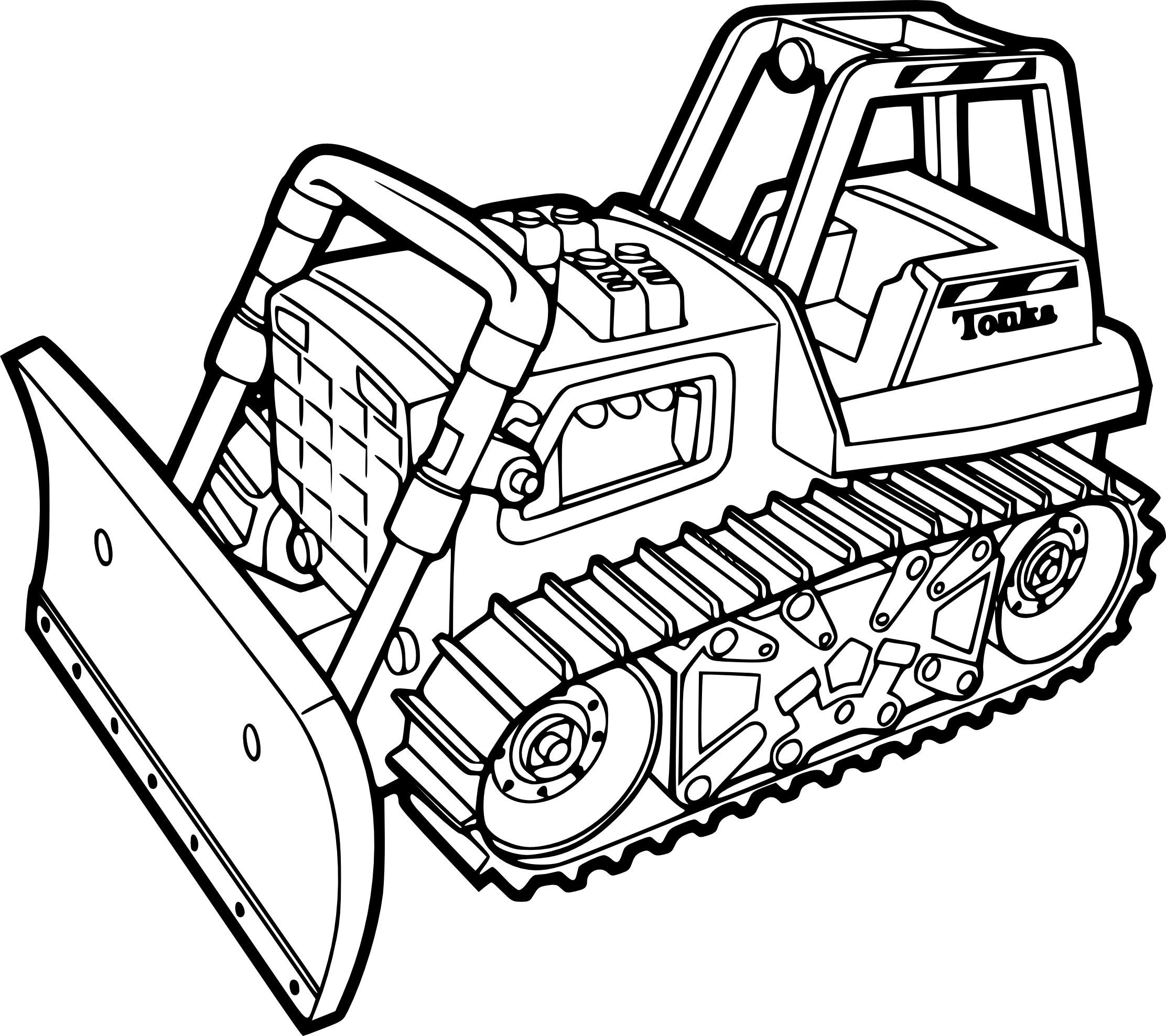 Bulldozer drawing and coloring page