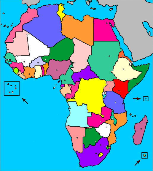 Disegno di Mappa vuota dell'Africa da colorare