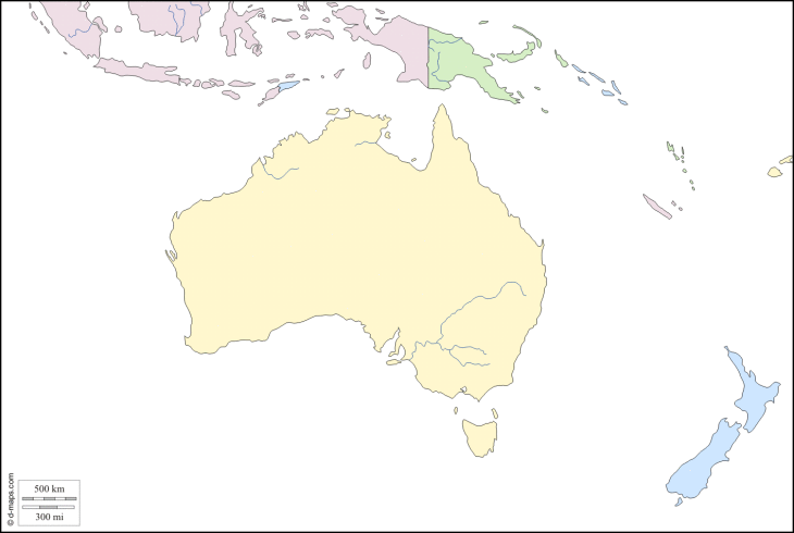 Disegno di Mappa vuota dell'Australia da colorare