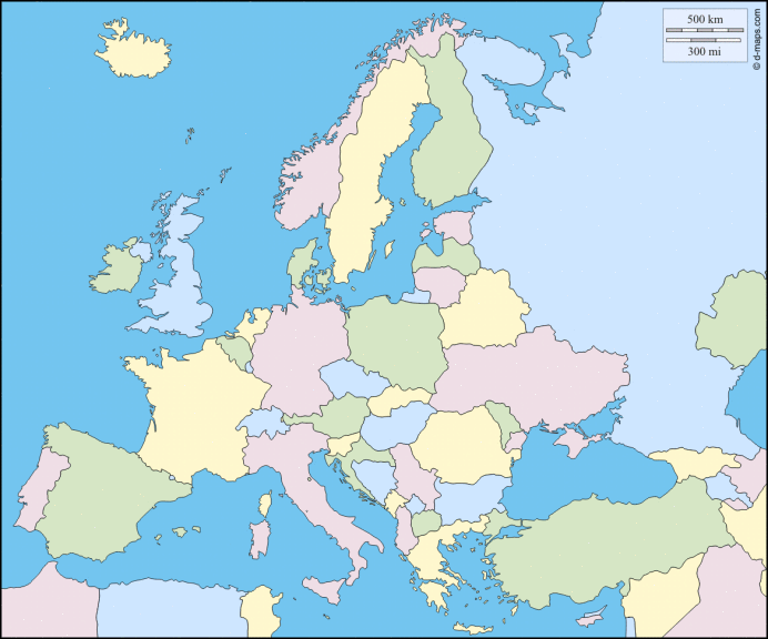 Disegno di Mappa vuota dell'Europa da colorare