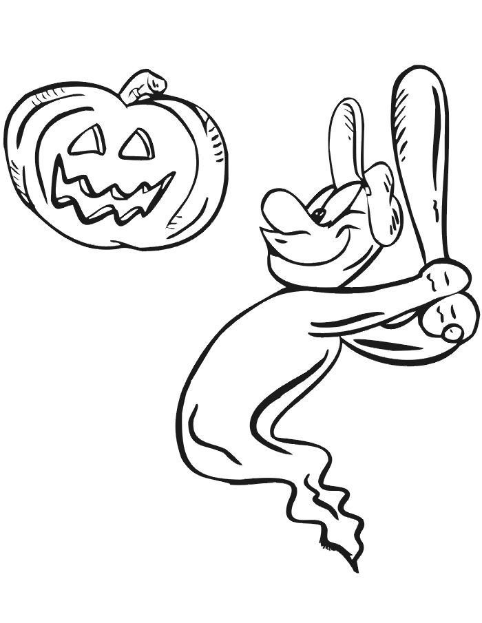 Baseball Halloween coloring page