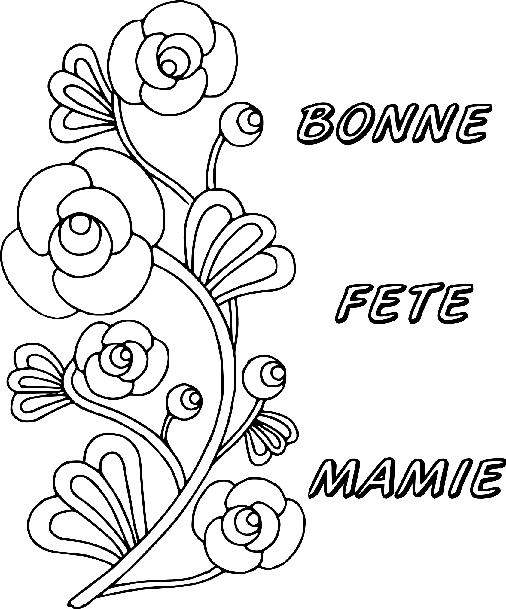 Coloriage bonne fete mamie