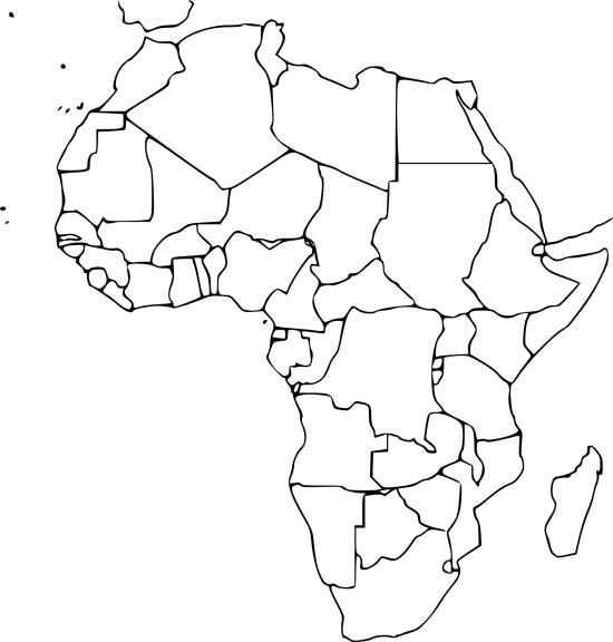 Disegno di Mappa vuota dell'Africa da colorare