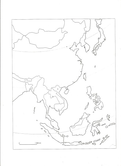 Disegno di Mappa vuota dell'Asia da colorare