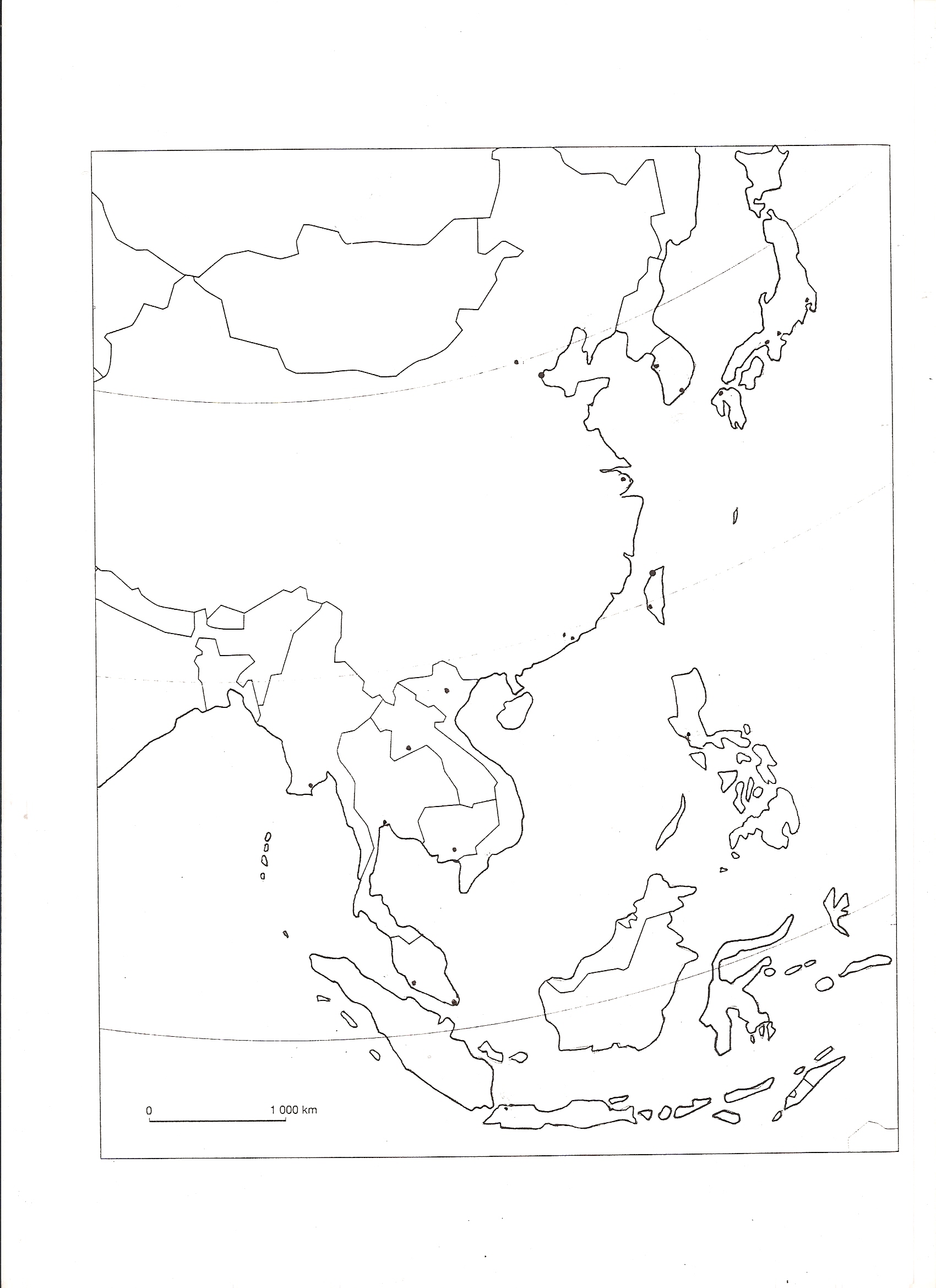 Blank Asia Map coloring page