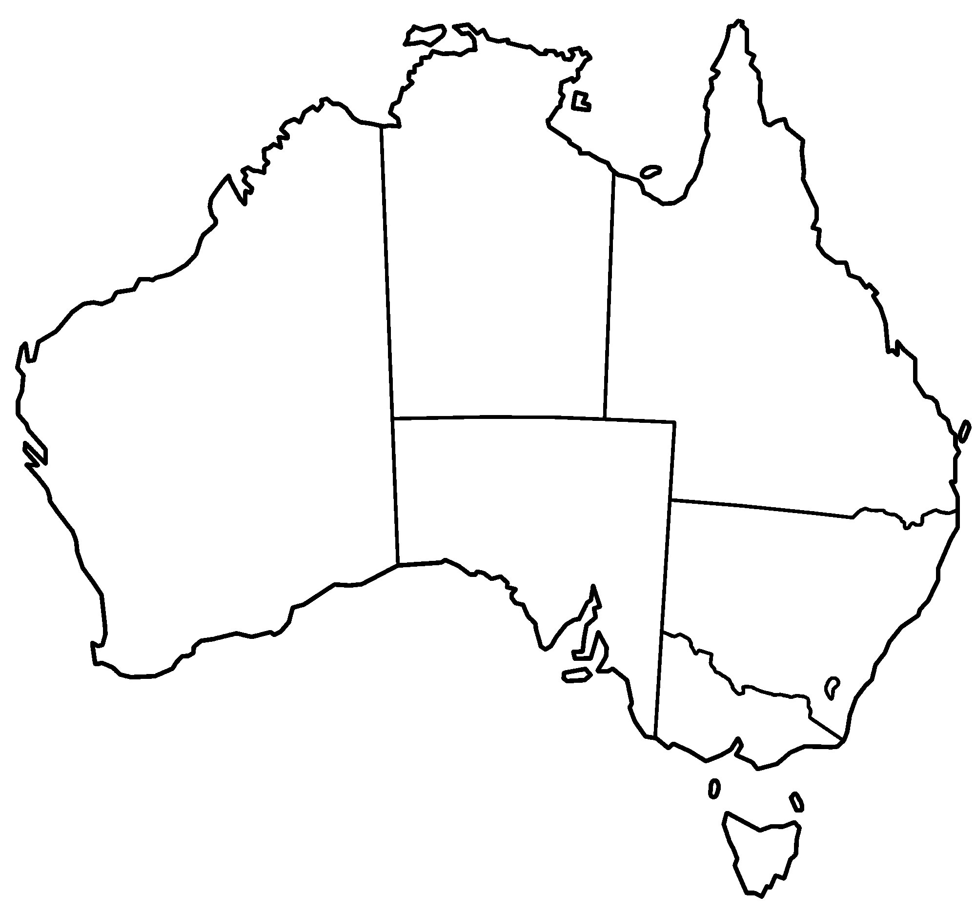 Coloriage carte Australie vierge