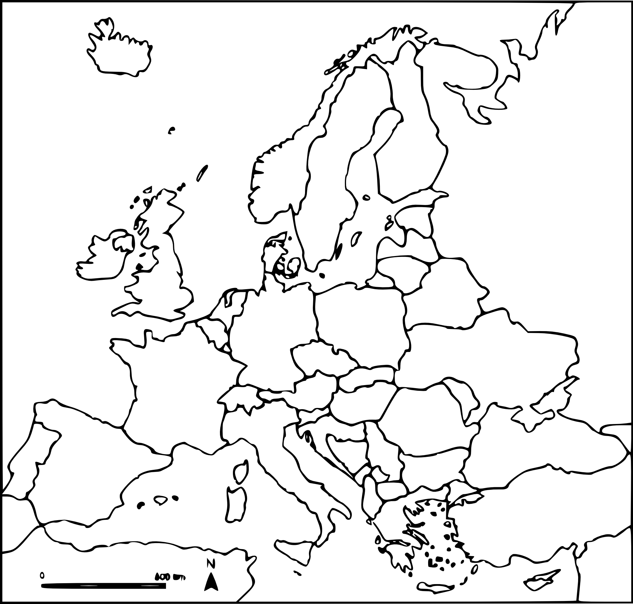 Disegno di Mappa vuota dell'Europa da colorare