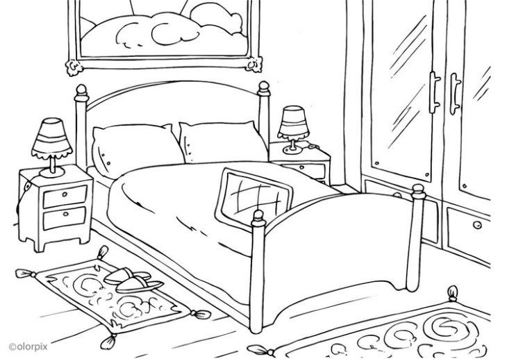 Coloriage chambre à coucher