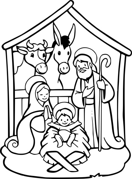 Coloriage creche de noel