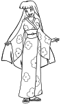 Coloriage femme kimono