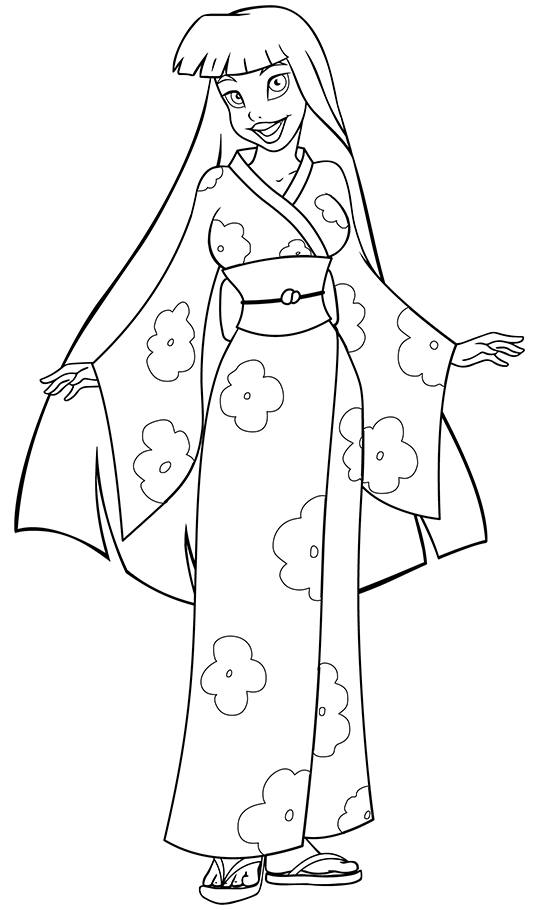 Disegno di Donna in kimono da colorare