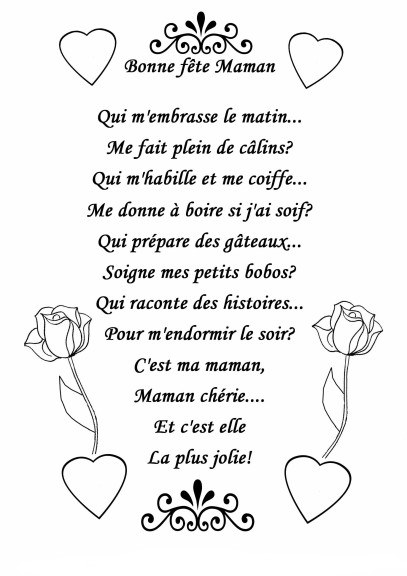 Coloriage fete des meres poeme