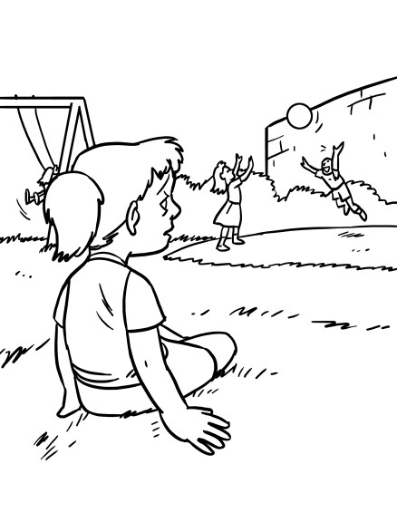 Lonely Girl In The Park coloring page