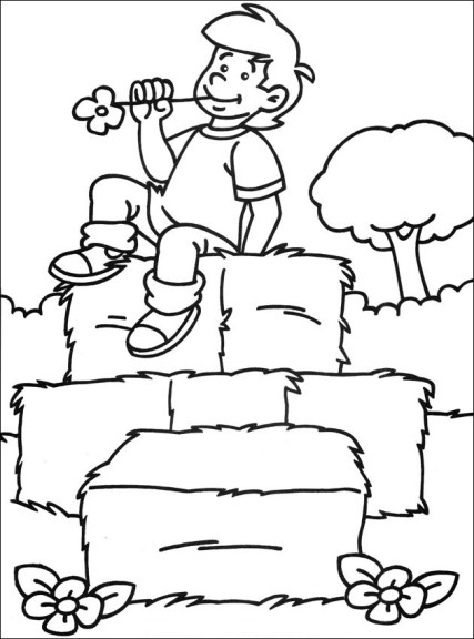 Boy On The Farm coloring page