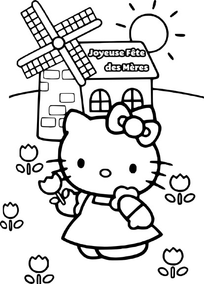 Disegno di Hello Kitty Festa della Mamma da colorare