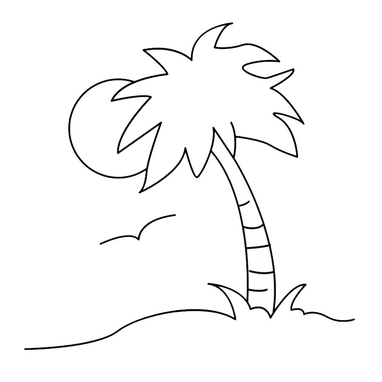 Island And Palm Tree coloring page