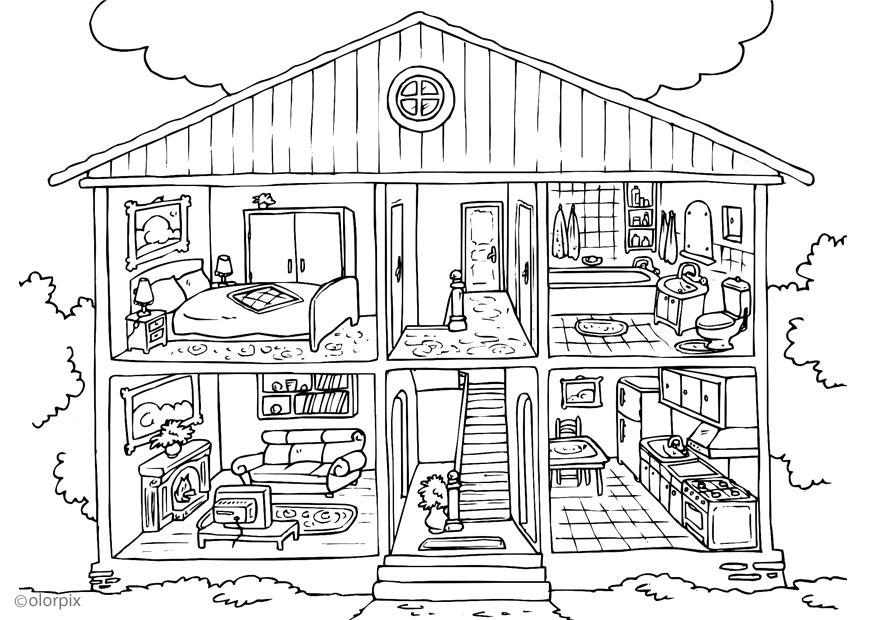 Coloriage interieur maison