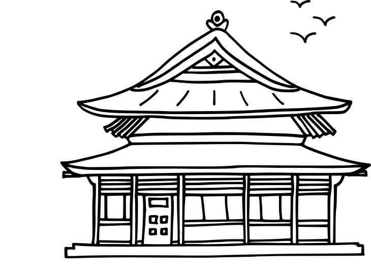 Coloriage maison chinoise