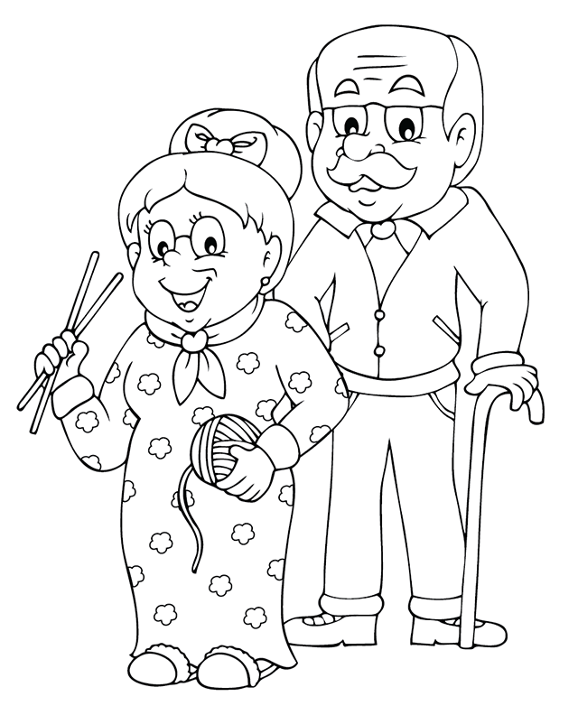 Coloriage mamie et papi