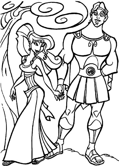 Coloriage Megara et Hercule