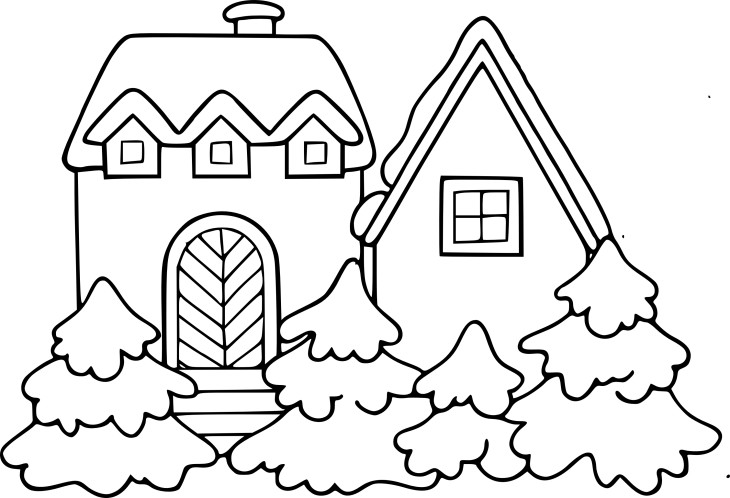 Coloriage paysage de neige