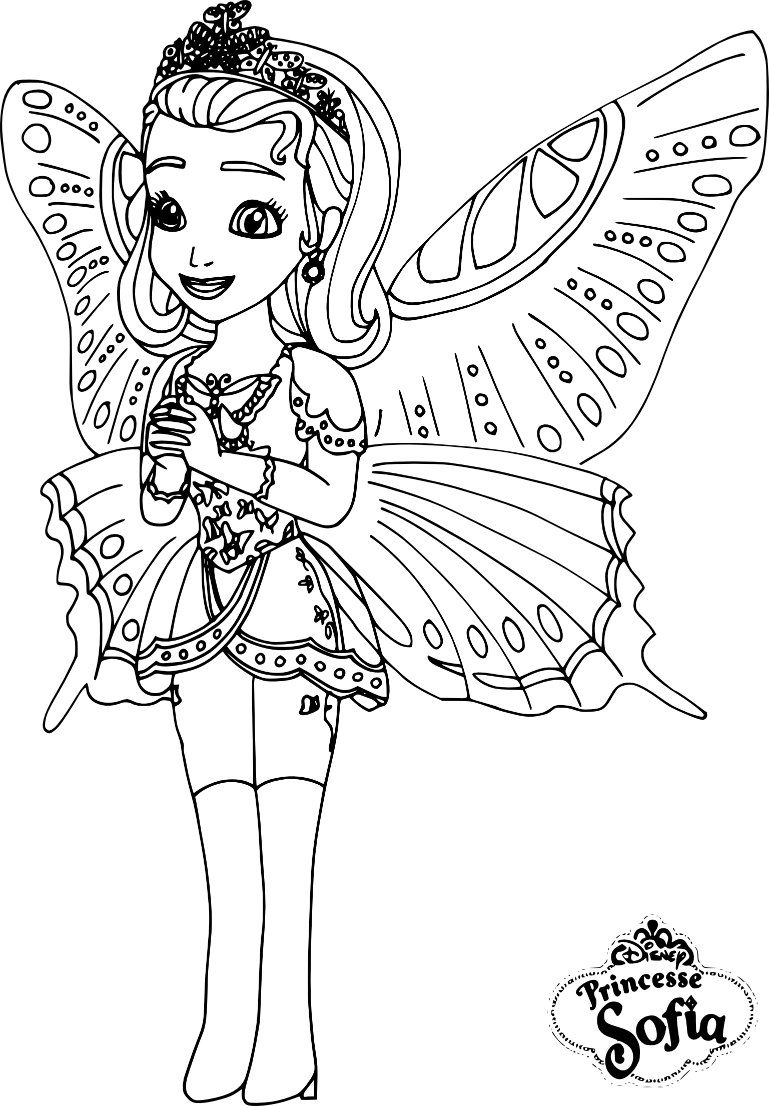 Coloriage princesse Sofia papillon