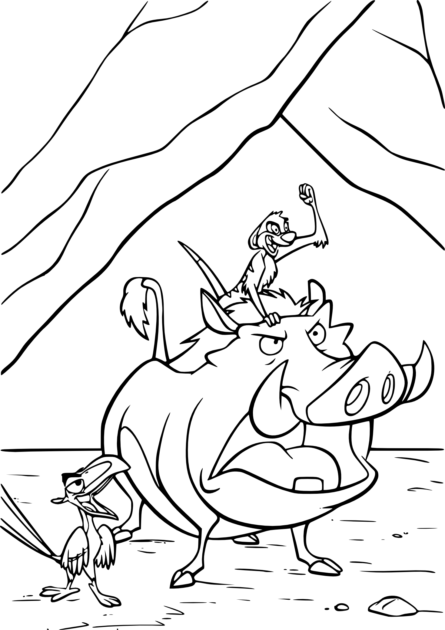 Timon Pumbaa Zazu coloring page