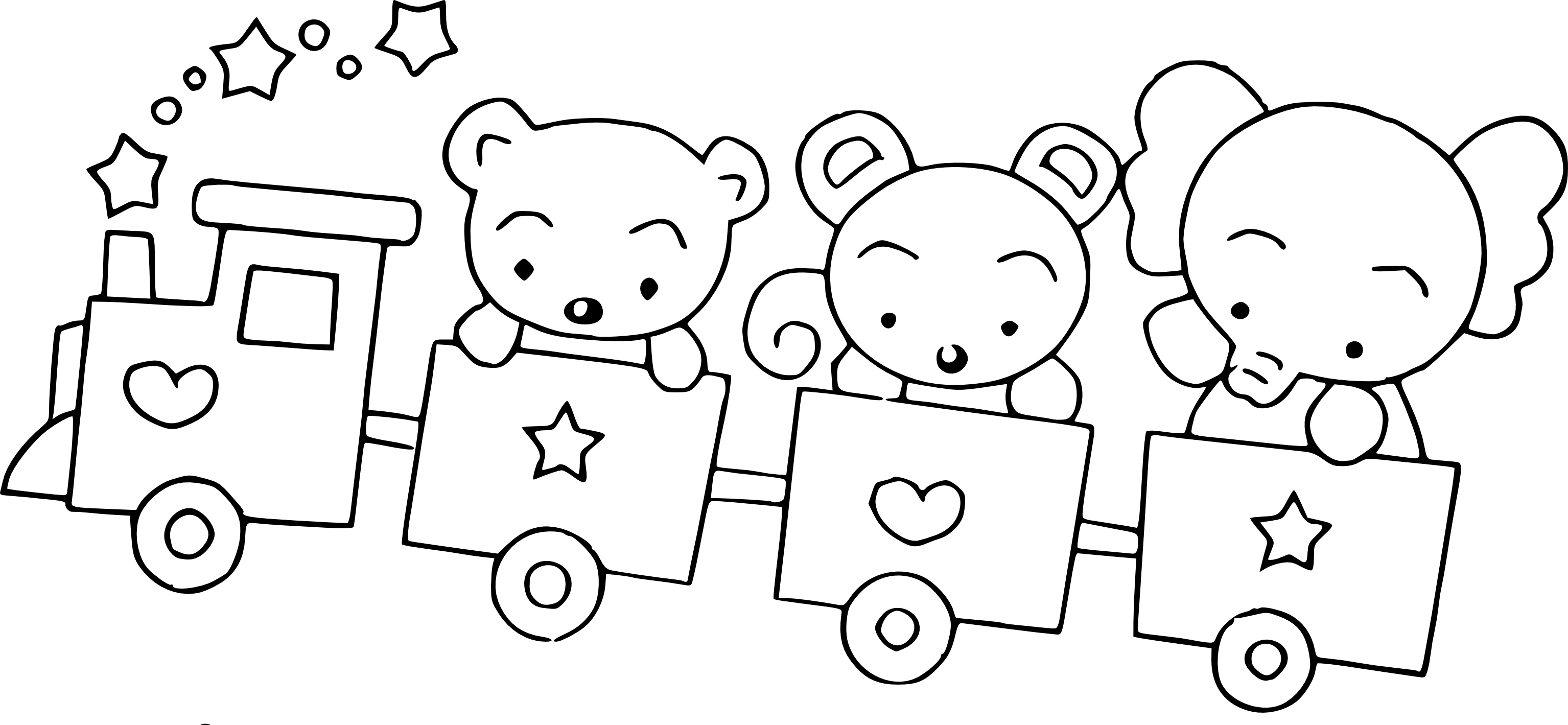 Coloriage Wagon et ours