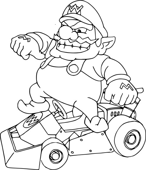 Disegno di Wario Mario Kart da colorare