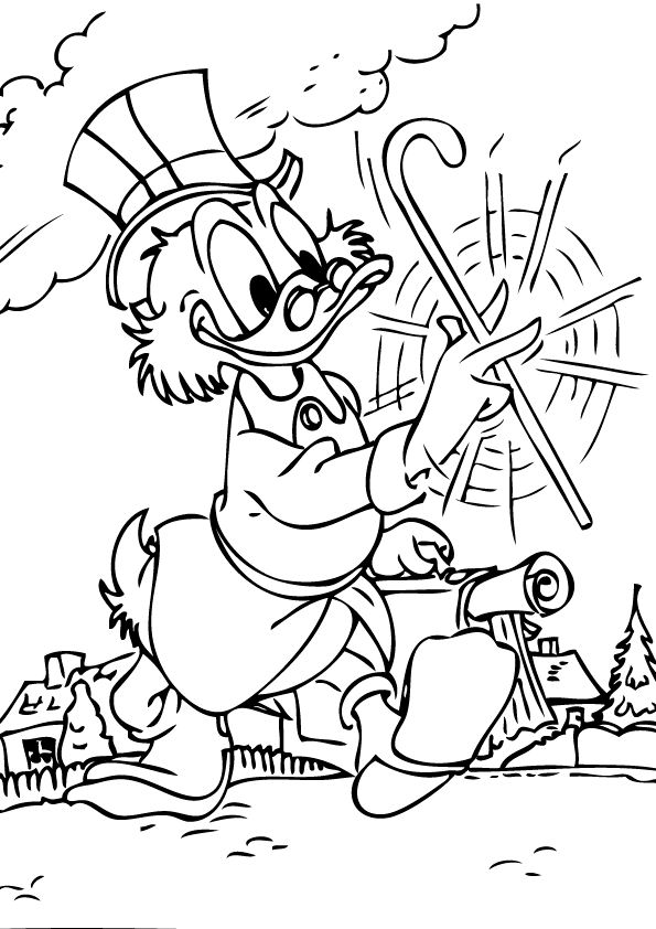 Scrooge drawing and coloring page
