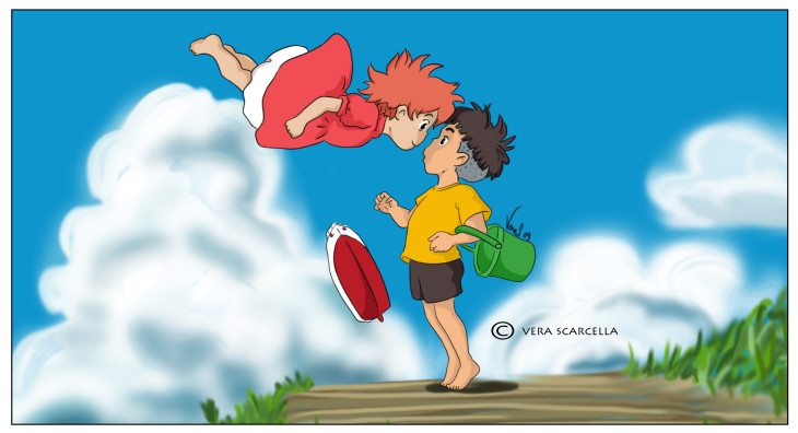 Ponyo On The Cliff Coloring Page