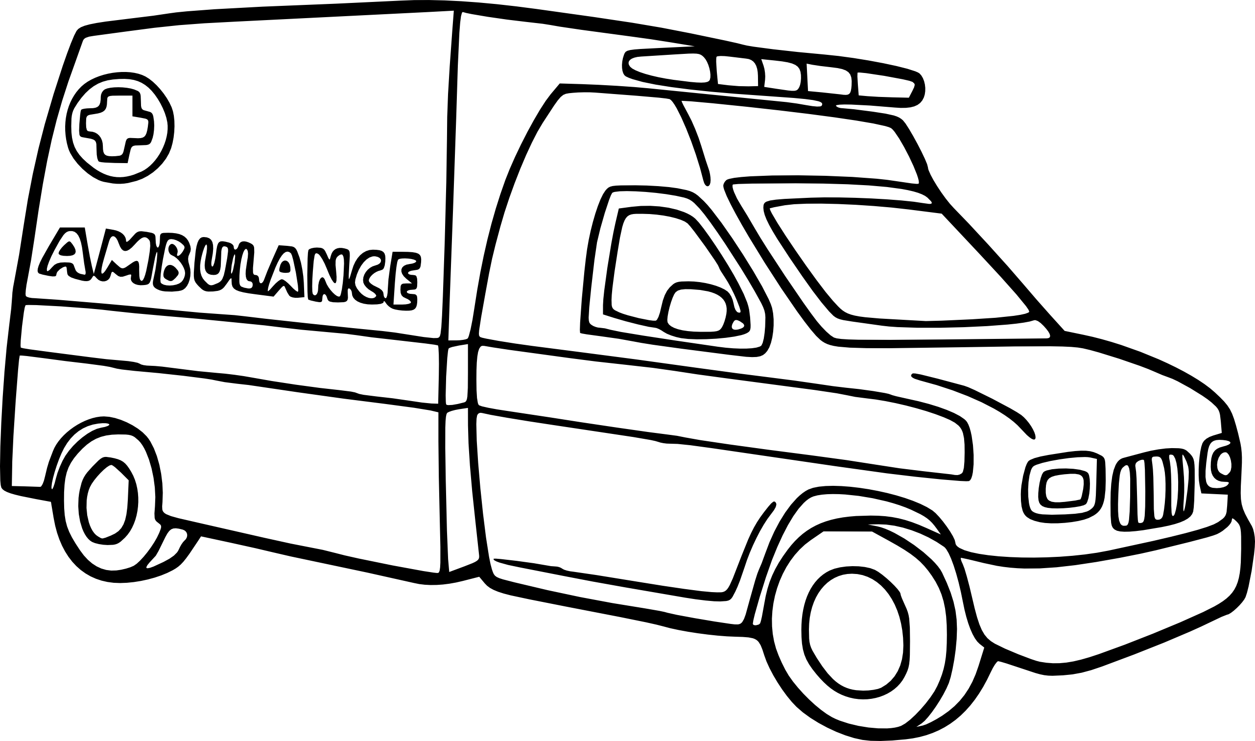 Ambulance drawing and coloring page