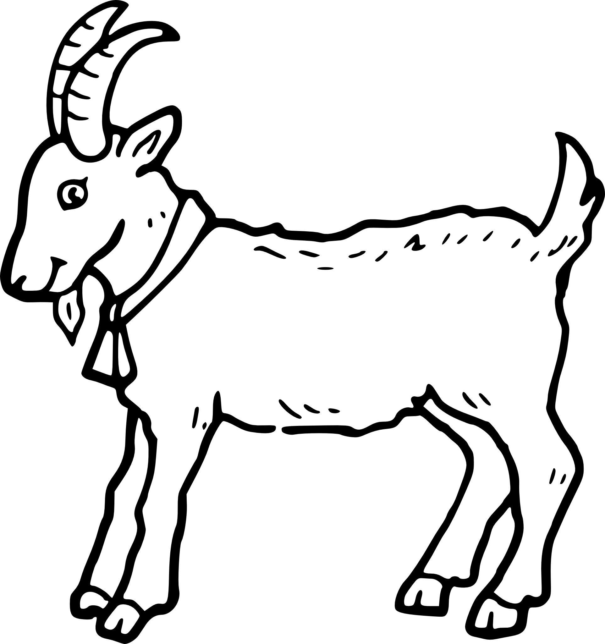 Goat drawing and coloring page