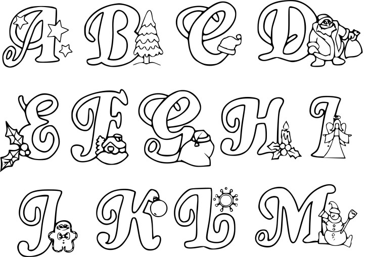 Coloriage abecedaire noel