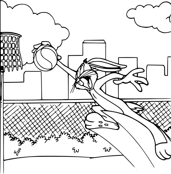 Coloriage Bugs Bunny Basketball