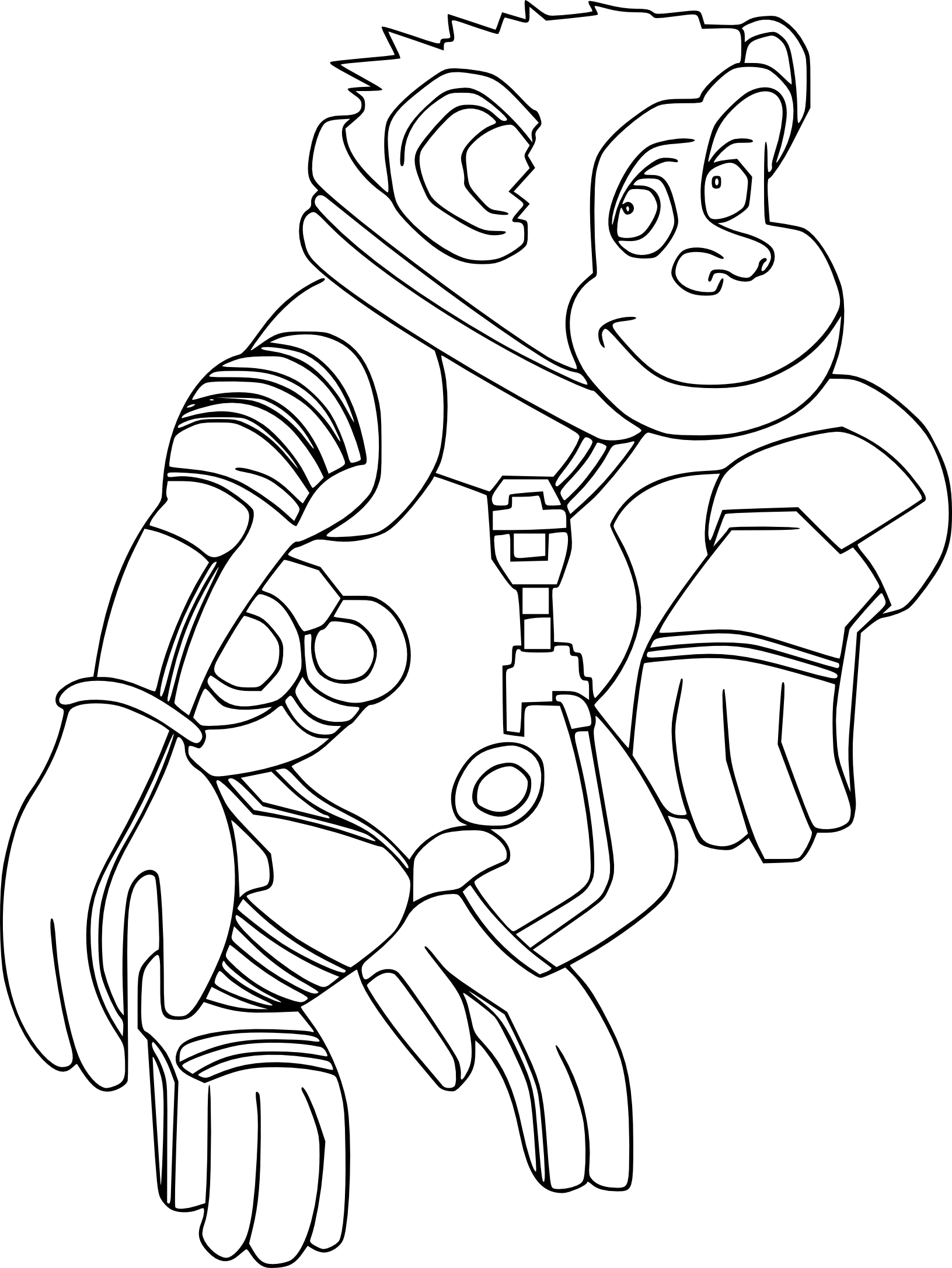 Coloriage chimpanzé dans l'espace