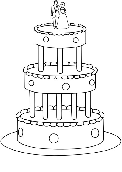 Coloriage gateau de mariage