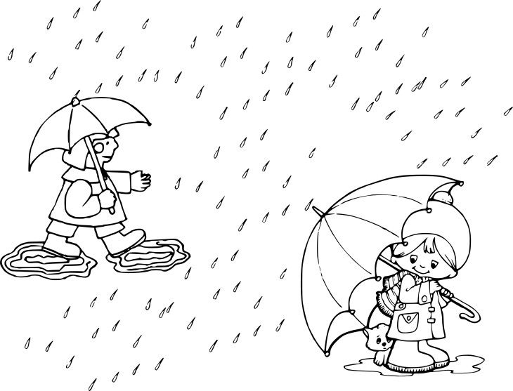 It Rains coloring page