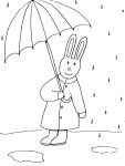 Coloriage lapin avec parapluie