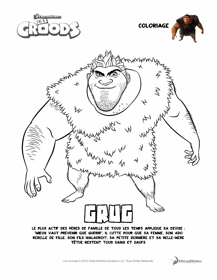 Coloriage Les Croods Grug